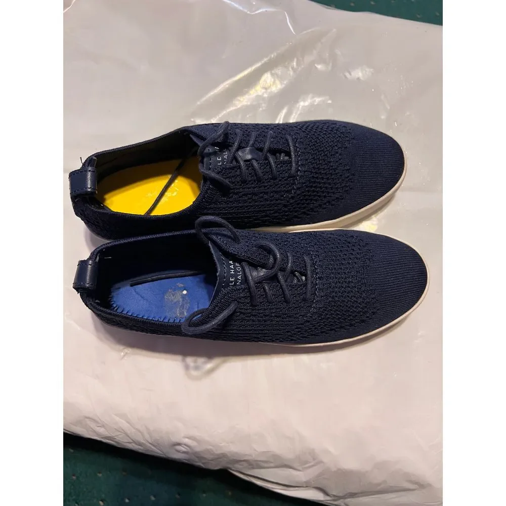 COLE HAAN StitchLite Oxford Navy Blue Knit Sneakers Sole Breathable Comfort-SZ 6